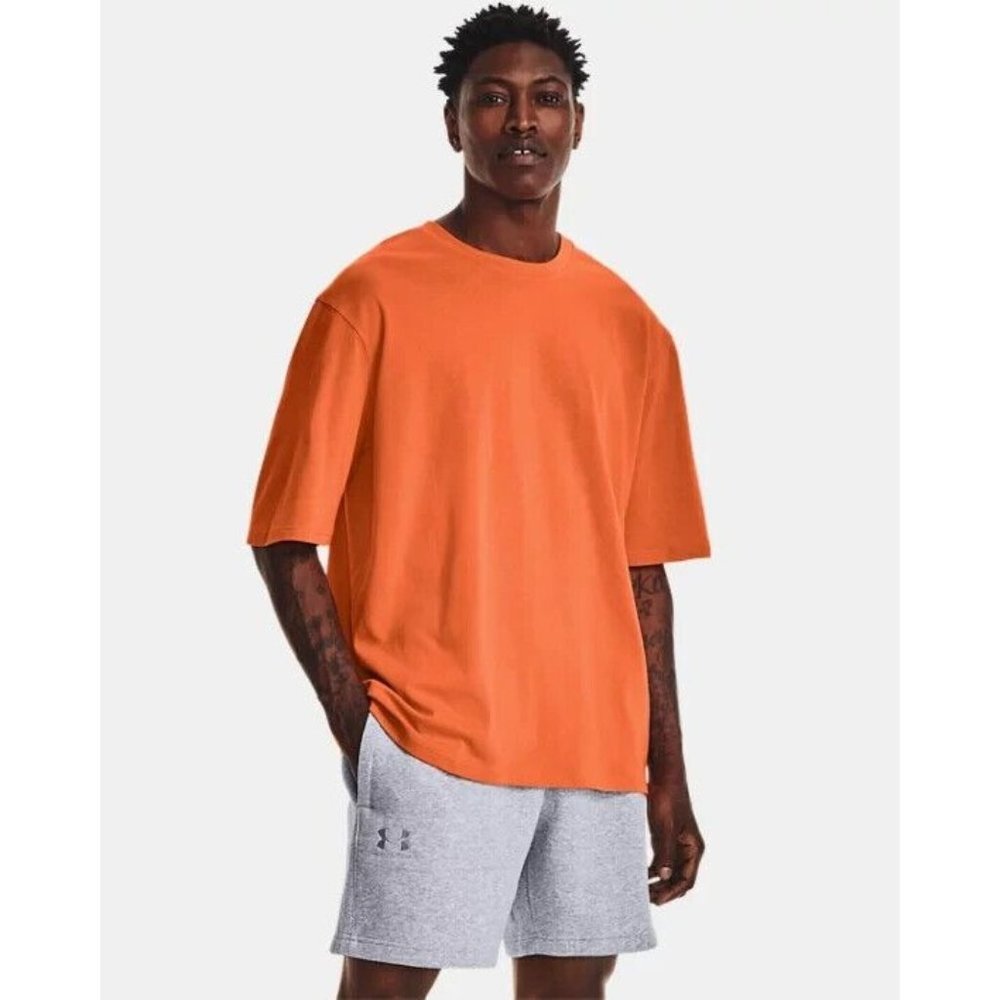 Under Armour Training T Shirt Orange UA Playback Boxy Short Sleeve Men's Small